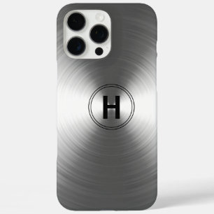 Coques iPhone 16 Pro Max Motif radiant argenté contemporain monogramme