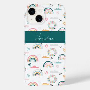 Coque Pour iPhone 14 Motif Rainbows & Hearts