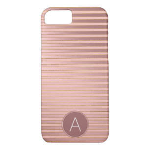 Case-Mate iPhone Case Motif rayé d'or rose de monogramme avec l'initiale