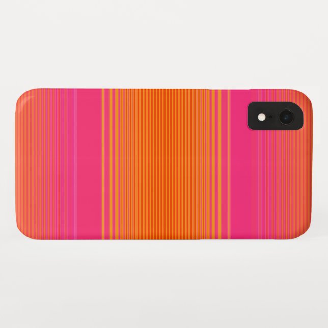 Coques Case-Mate iPhone Motif rayé rose et orange (Dos (Horizontal))