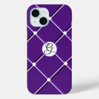 Motif rayé violet et blanc Lettre initiale G éléga