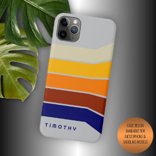 Case-Mate iPhone Case Motif rayures bleu foncé rouge orange blanc sur gr