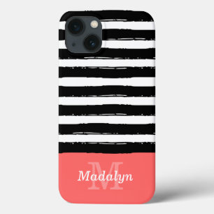 Case-Mate iPhone Case Motif rayures de peinture noire avec monogramme co