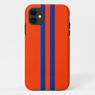 Coque iPhone 11 Motif rayures sportives bleu et orange