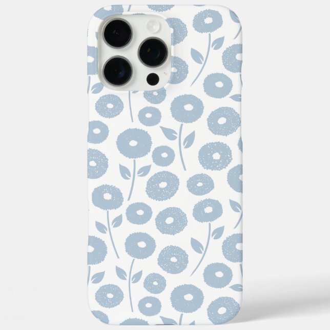 Coques Case-Mate iPhone Motif Répété Fleur Floue Bleu sur Blanc (Verso)
