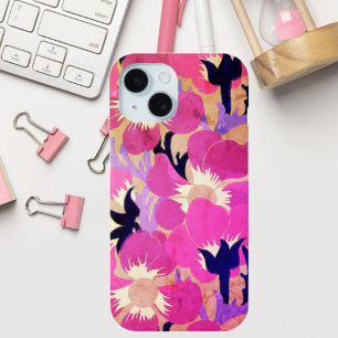 Case-Mate iPhone Case Motif rétro de fleur d'Anémone rose et violet gras
