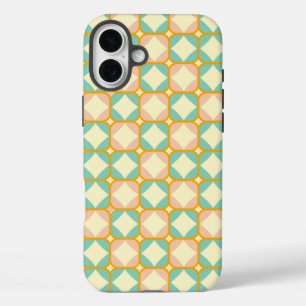 Coques iPhone 16 Plus Motif rétro sans couture avec des carrés arrondis