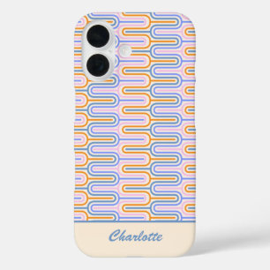 Coque Pour iPhone 16 Motif Retro Super Pastel Lines Personnalisé