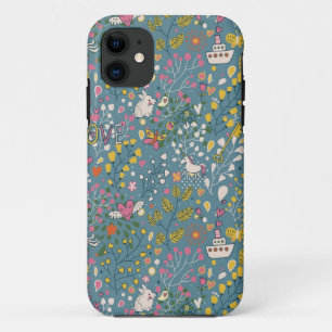 Coque iPhone 11 Motif romantique abstrait avec la bande dessinée