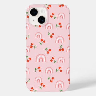 Coque Pour iPhone 14 Motif rose arc-en-ciel cerise
