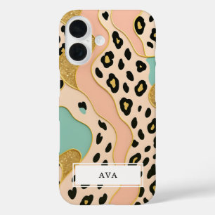 Coque Pour iPhone 16 Motif Rose Carmin Léopard