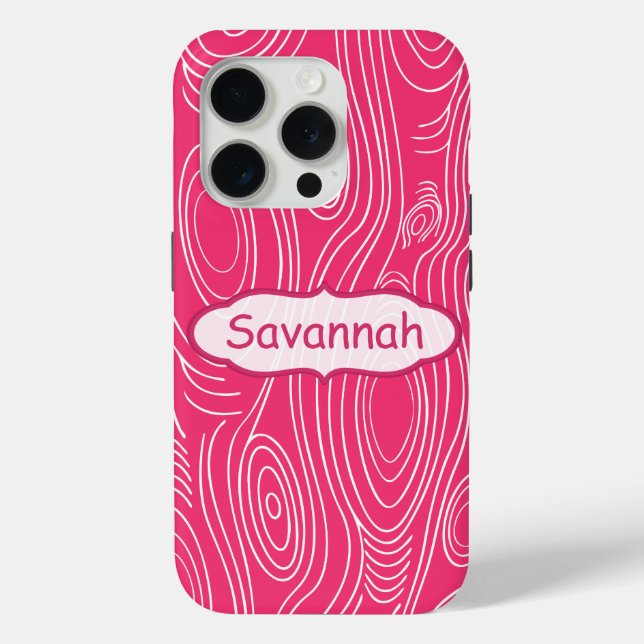 Coques Case-Mate iPhone Motif rose Fuchsia Woodgrain Personnalisé iPhone (Verso)