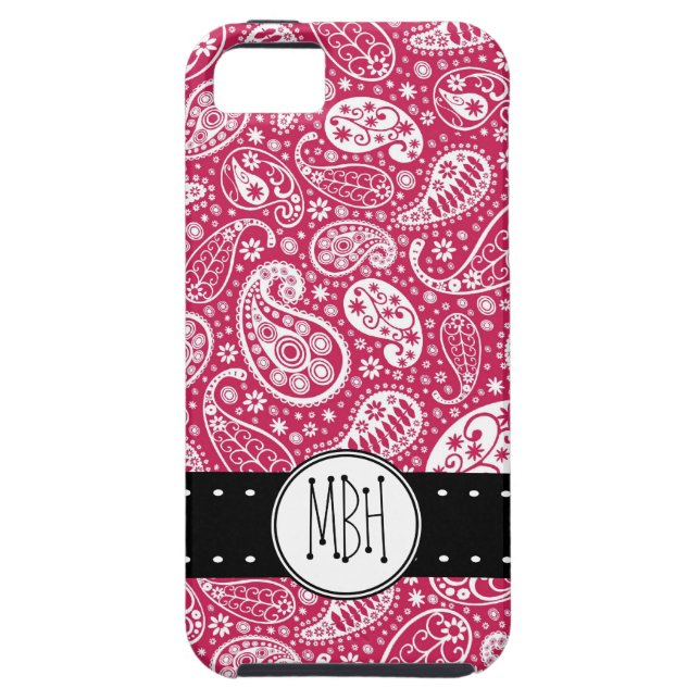 Coques Case-Mate iPhone Motif ROSE Girly de Paisley avec le monogramme (Dos)