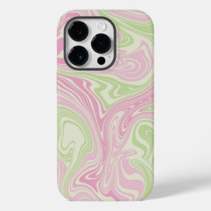 Coque Pour iPhone 14 Pro Motif rose vert à bille liquide