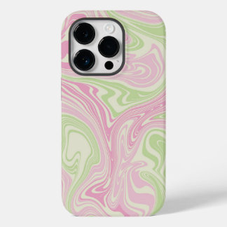 Coque Pour iPhone 14 Pro Motif rose vert à bille liquide