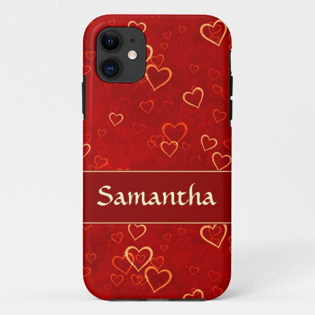 Coques Case-Mate iPhone motif rouge de coeurs (Dos)