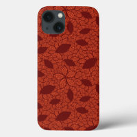Motif rouge de feuille sur l'orange