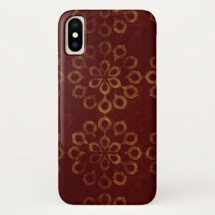 Coques Pour iPhone Motif rouge foncé et d'or de fleur