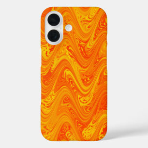 Coque Pour iPhone 16 Motif rouge orange marbling