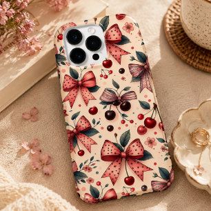 Coque Pour Pour iPhone 14 Pro Max motif ruban et cerise