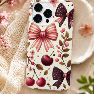 Coque Pour Pour iPhone 14 Pro Max motif ruban et cerise