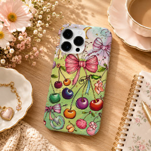 Coque Pour Pour iPhone 14 Pro Max motif ruban et cerise