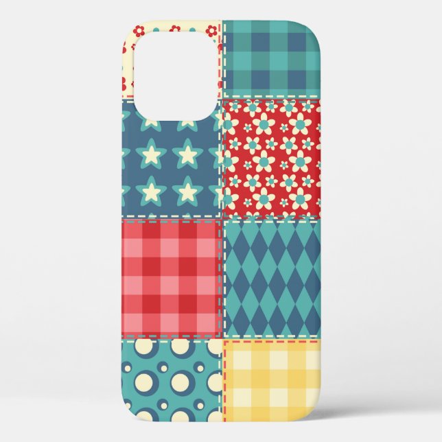 Coques Case-Mate iPhone Motif sans couture. Arrière-groupe patchwork vinta (Verso)