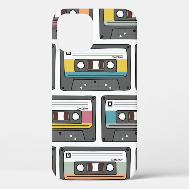 Coques Case-Mate iPhone Motif sans couture avec cassettes rétro en douceur (Verso)