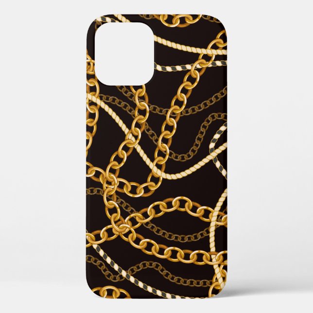 Coques Case-Mate iPhone Motif sans couture avec chaînes dorées.  (Verso)