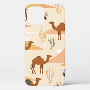 Case-Mate iPhone Case Motif sans couture avec chameaux, dunes et cactus.