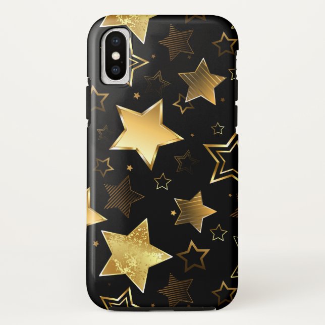 Coques Case-Mate iPhone Motif sans couture avec étoiles d'or (Dos)