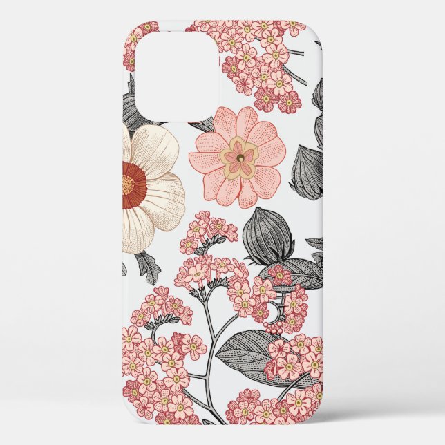 Coques Case-Mate iPhone Motif sans couture. Beau tissu fleurissant réalité (Verso)