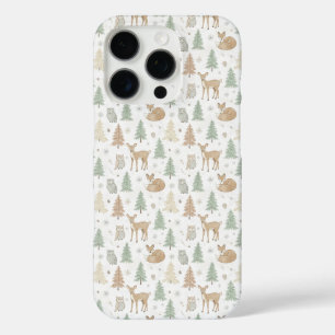Coques iPhone 16 Pro Motif sans couture d'animaux de forêt hivernale