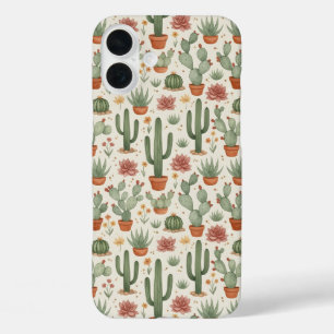 Coques iPhone 16 Plus Motif sans couture de cactus de désert succulent
