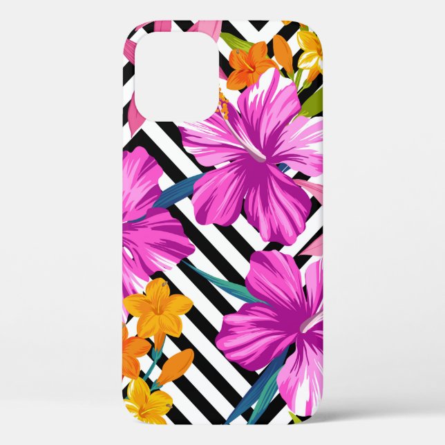 Coques Case-Mate iPhone Motif sans couture florale tropicale. Hibiscus et  (Verso)