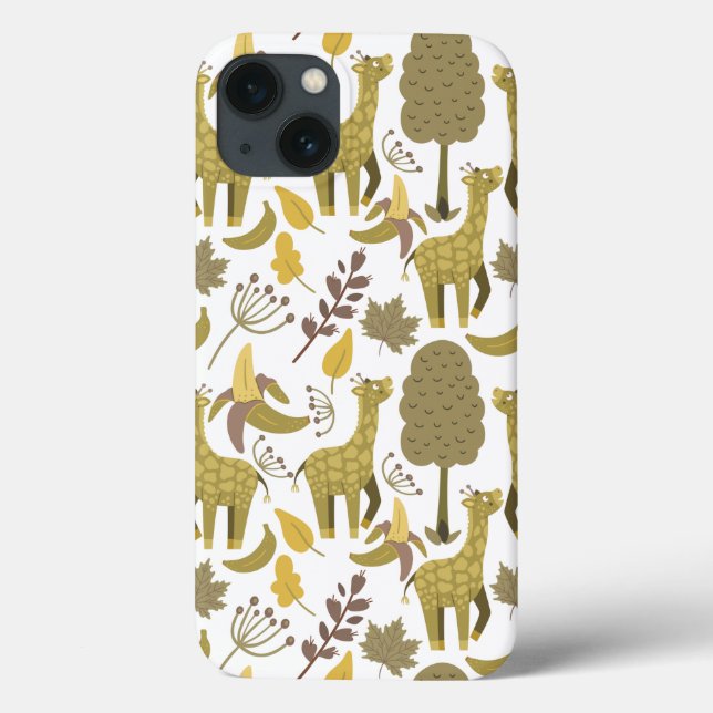 Coques Case-Mate iPhone Motif sans couture Giraffe jaune blanc arrière - p (Verso)