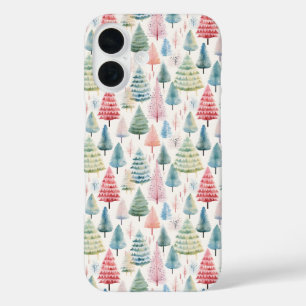 Coque Pour iPhone 16 Motif sapins de Noël pastel colorés