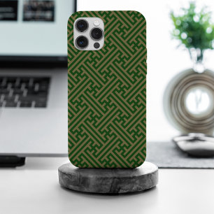 Coque iPhone 15 Pro Max Motif Sayagata, Japonais, Vert et Or