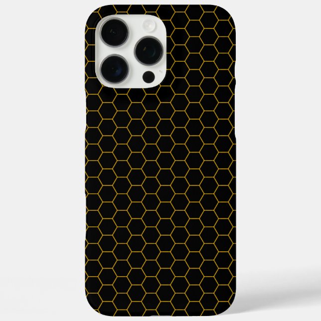 Coques Case-Mate iPhone Motif simple et élégant en nid d'abeille noir jaun (Verso)