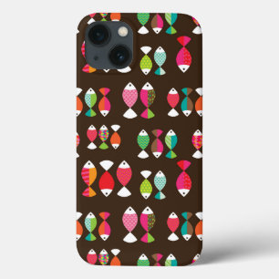 iPhone 13 Case Motif sous-marin 2 de rétros poissons abstraits