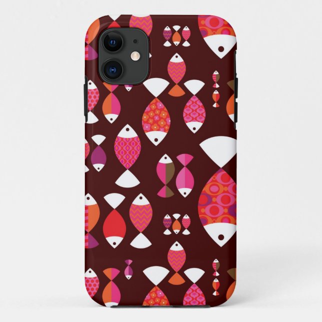 Coques Case-Mate iPhone Motif sous-marin de rétros poissons abstraits (Dos)
