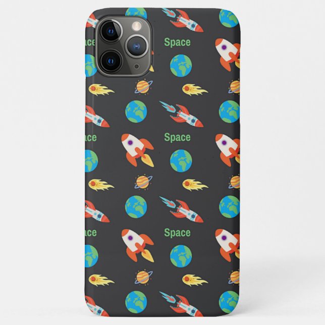 Coques Case-Mate iPhone Motif spatial sur fond noir (Dos)