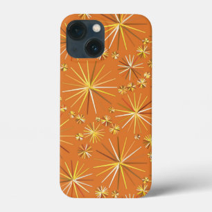 Etui iPhone 13 Mini Motif Spoutnik du milieu du siècle, Terracotta