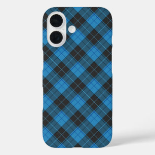 Coque Pour iPhone 16 Motif tartan simple en bleu foncé