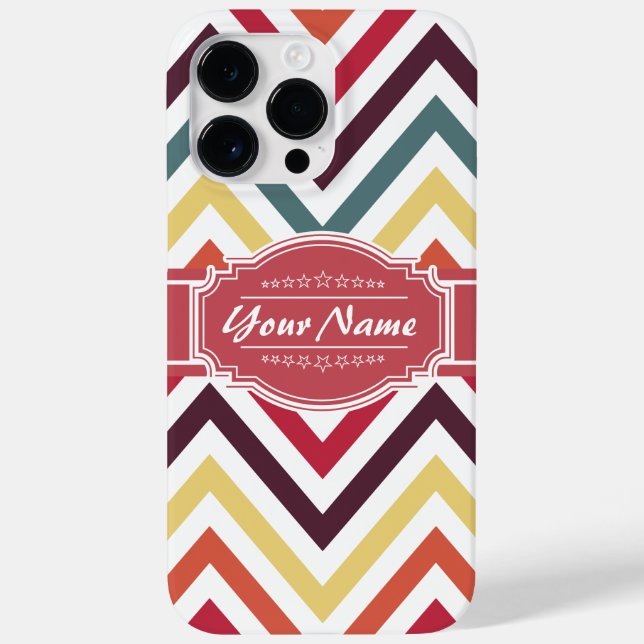 Coques Case-Mate iPhone Motif tendance Chevron avec nom personnalisé (Verso)