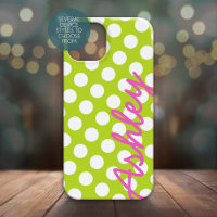 Motif tendance Polka Dot avec nom - vert rose