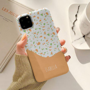 Coque Pour iPhone 14 Motif terrazzo orange vif et mignon
