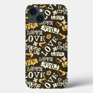 iPhone 13 Coque Motif tiré par la main d'amour
