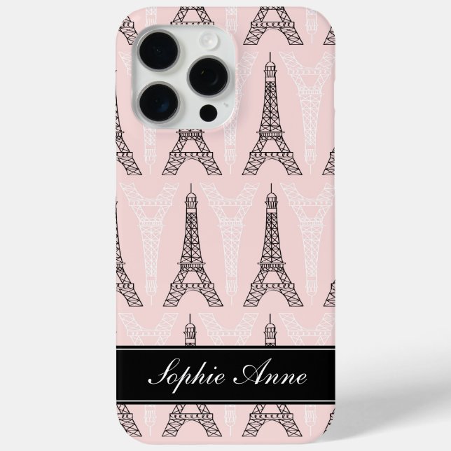 Coques Case-Mate iPhone Motif Tour Eiffel rose chic (Verso)