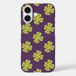 Coque Pour iPhone 16 Motif Trèfle à Quatre Feuilles Chanceux